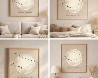 Lámina decorativa imprimible de la Luna y los Pájaros