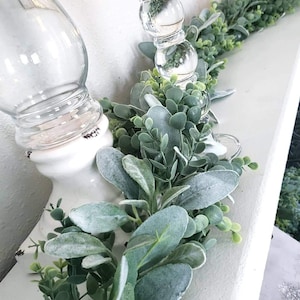 Lambs Ear garland with Eucalyptus,Year round greenery garland for mantel,Everyday home decor,wedding arch,kitchen garland,wedding centerpiec
