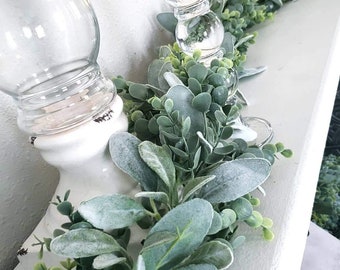 Lambs Ear and Eucalyptus Wedding Garland, Mantel Decor