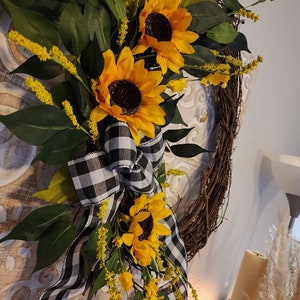 sunflower wreath,front door decor,front door wreaths,wreaths for front door,wreath,welcome wreath,Spring wreath,Summer wreath,year around image 7