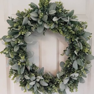 Eucalyptus and Lambs Ear Wreath, Wreaths for Front Door,house Warming ...