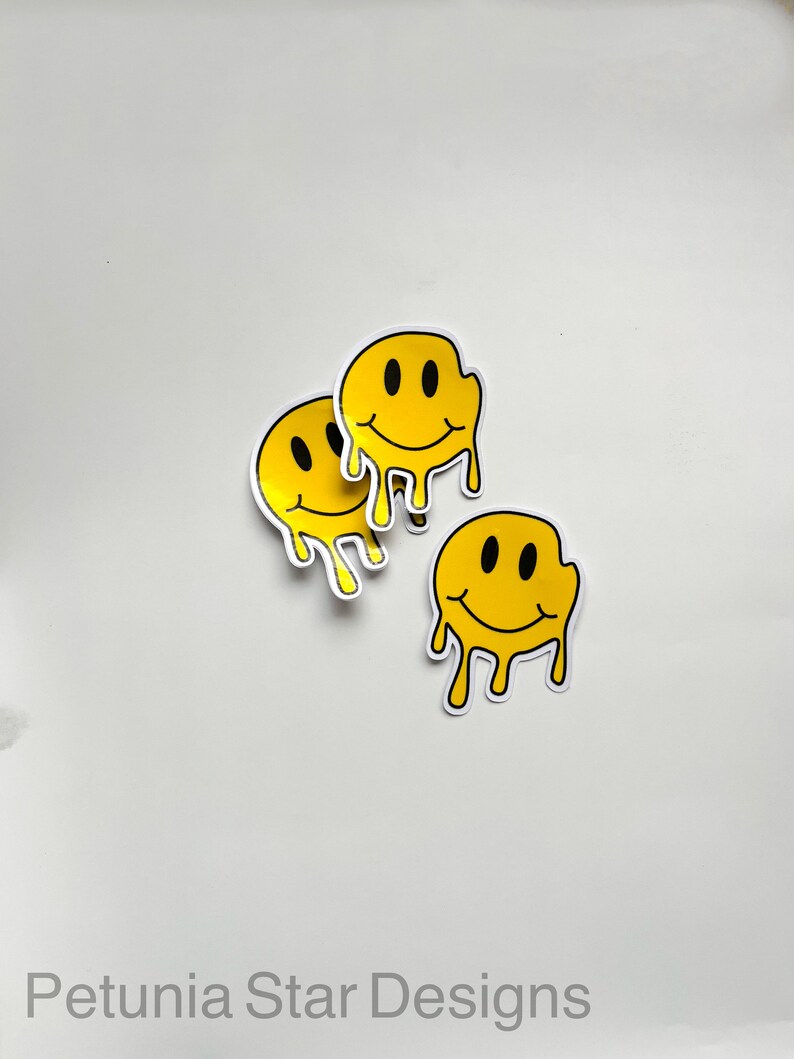 Drip Smiley Face Sticker for Decoration, Collection, and Gifts Cute