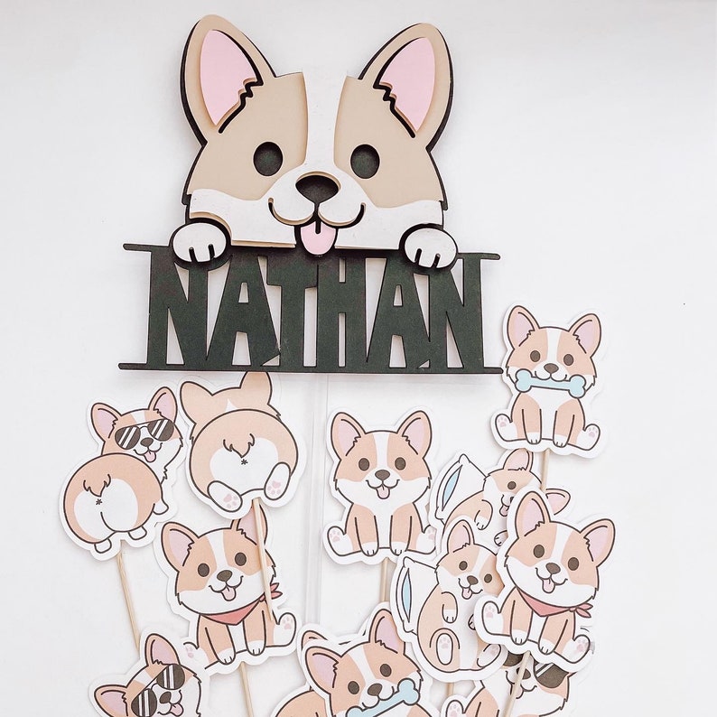 Cake Topper Cupcake Toppers Personalized Puppy Dog Etsy