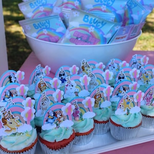 Bluey-  3D cupcake toppers/rainbow toppers