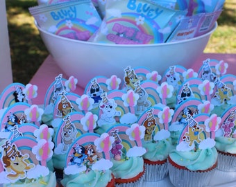 Bluey-  3D cupcake toppers/rainbow toppers