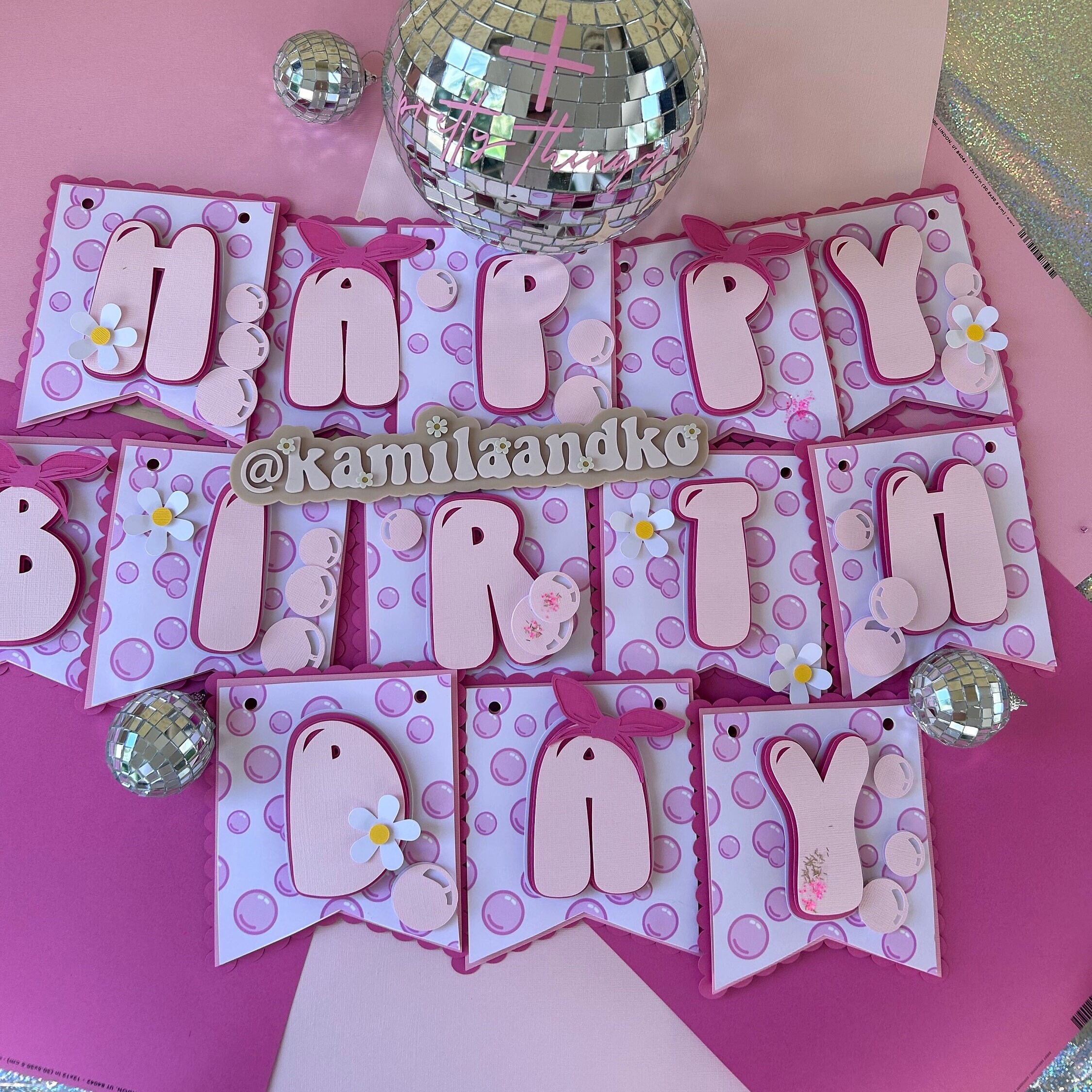 Ms Rachel- icky sticky bubble gum HBD banner /ms Rachel /hbd banner / bubble gum/banner