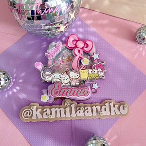 3D  kitty face shaker cake topper / kitty and friends topper /shaker cake topper
