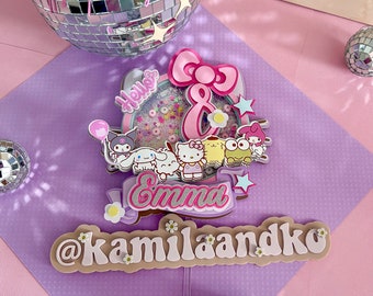 3D  kitty face shaker cake topper / kitty and friends topper /shaker cake topper