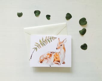 Deer and fawn greeting card