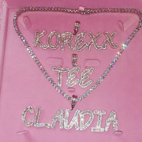 Custom Iced Out Baguette Letter Name Pendant / Personalized - Etsy