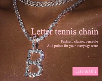 CZ Diamond Initial Necklace Iced Out 