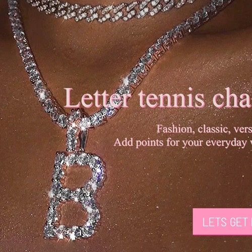 CZ Diamond Initial Necklace Iced Out 