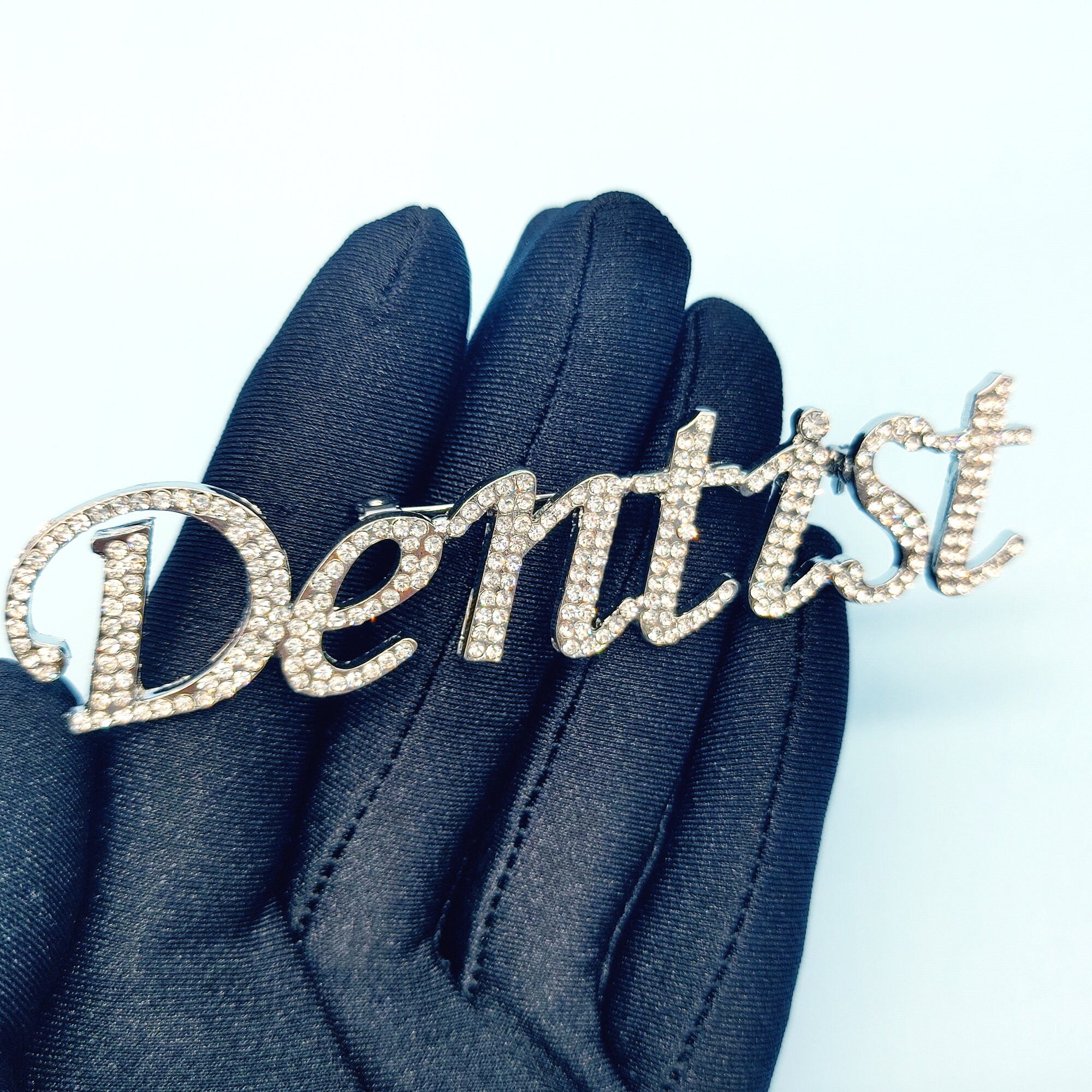 Rhinestone dentist Word Brooch Pins Bling Lapel 