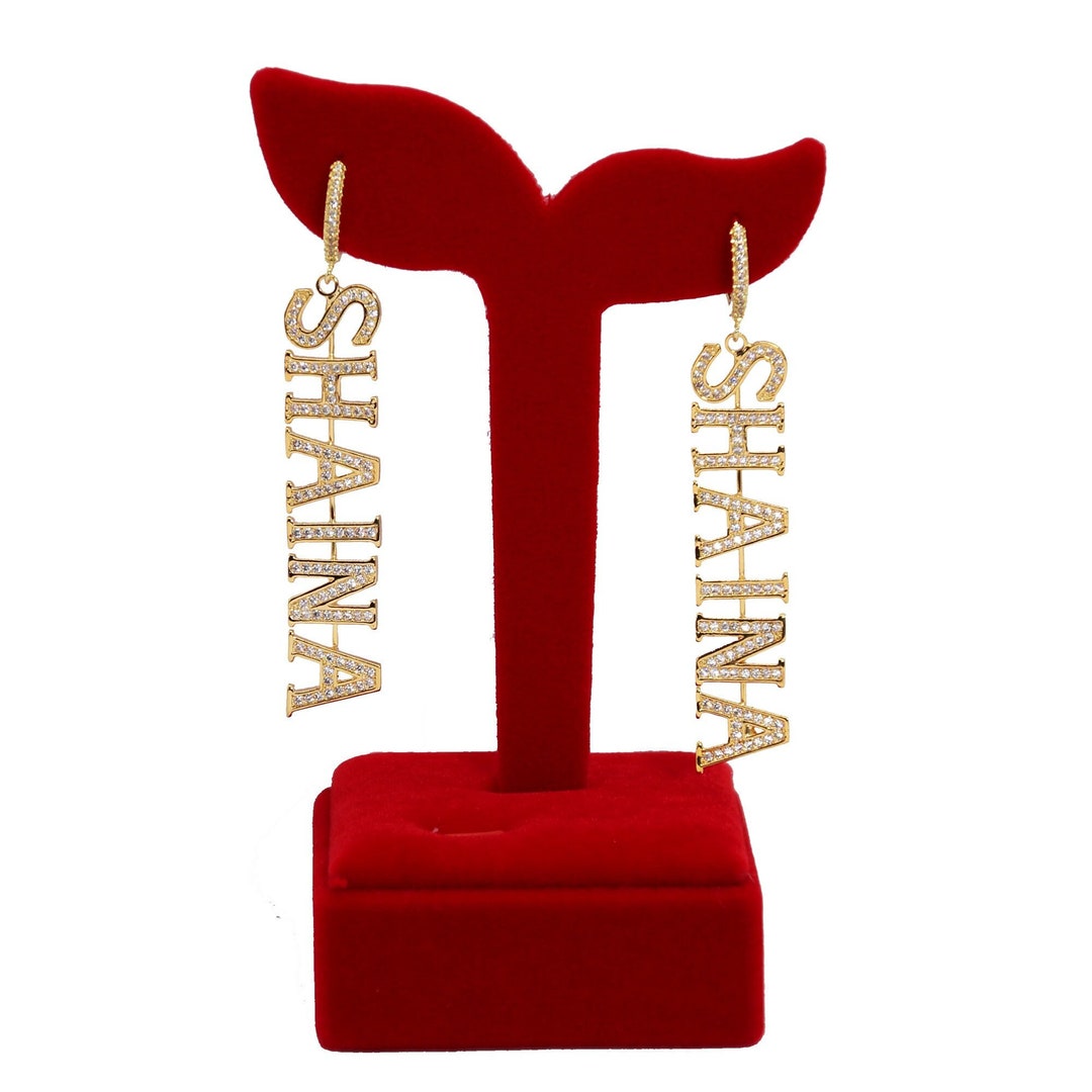 CUSTOM Word Earring Personalized Nameplate Earrings for Etsy