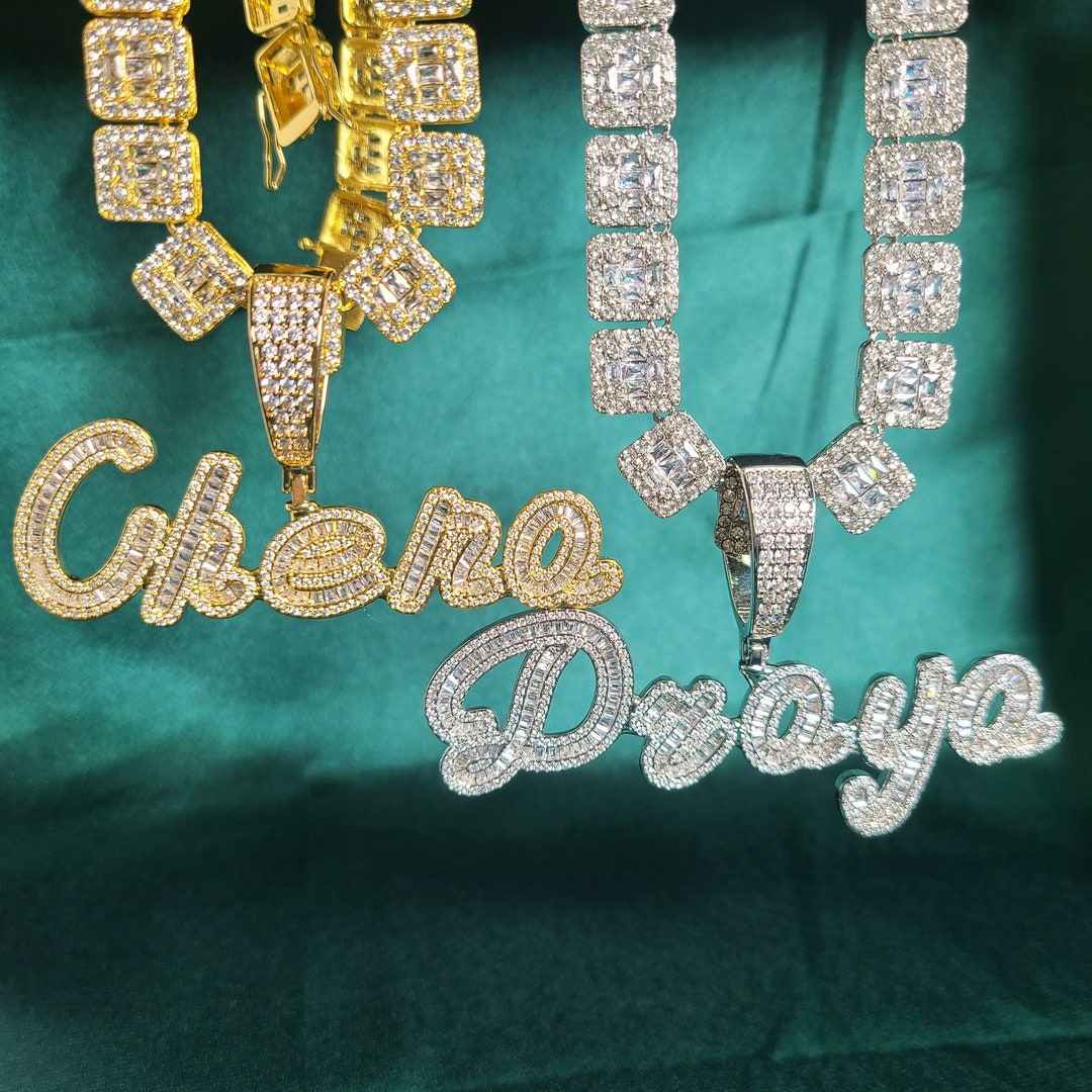 Luxury Bling Name Necklace Custom Your Nameplate Chain Hot Etsy
