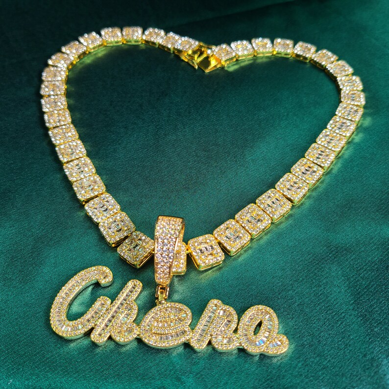 Luxury Bling Name Necklace Custom Your Nameplate Chain Hot Etsy