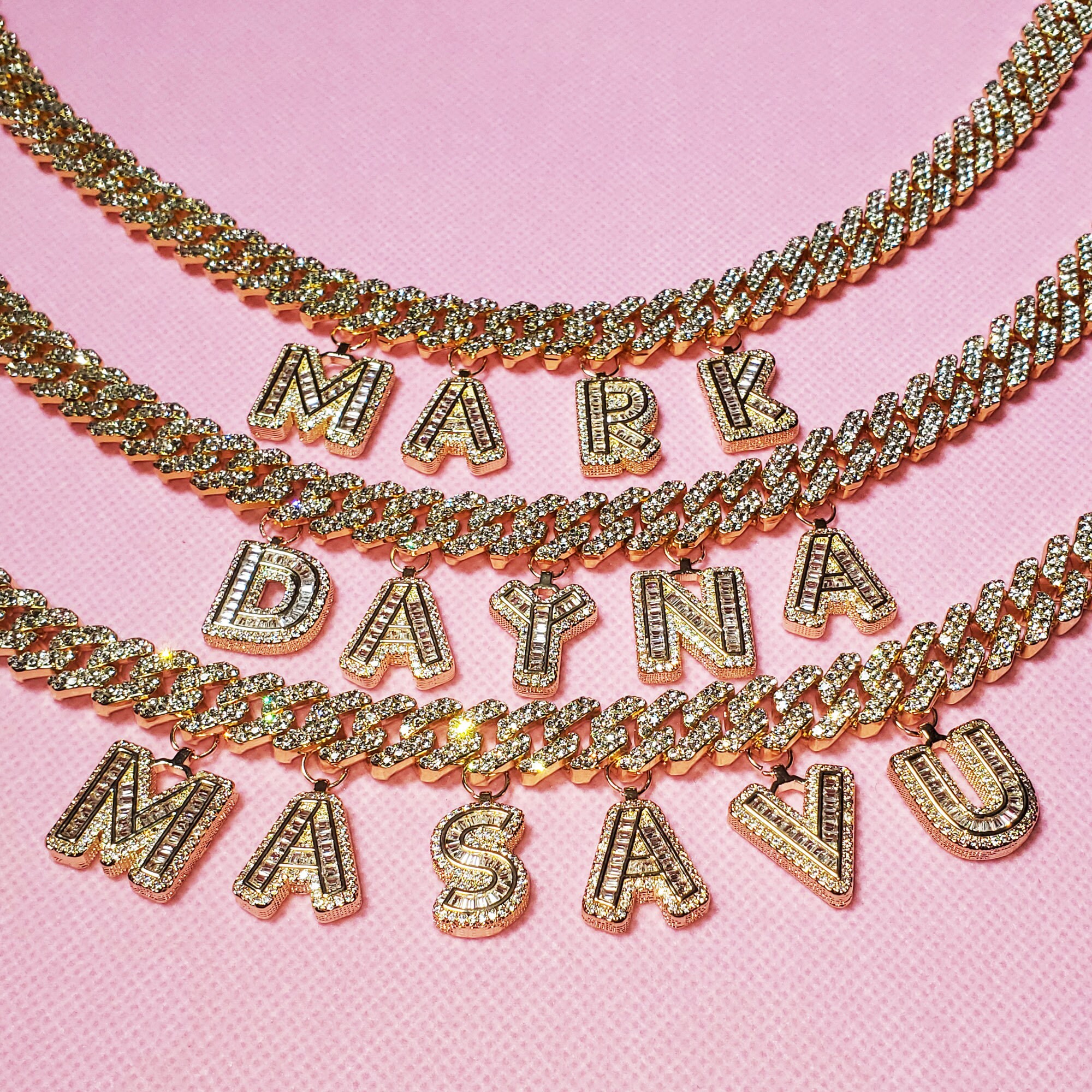 Baguette Letters Chain Name Necklace Customized Name Choker Etsy
