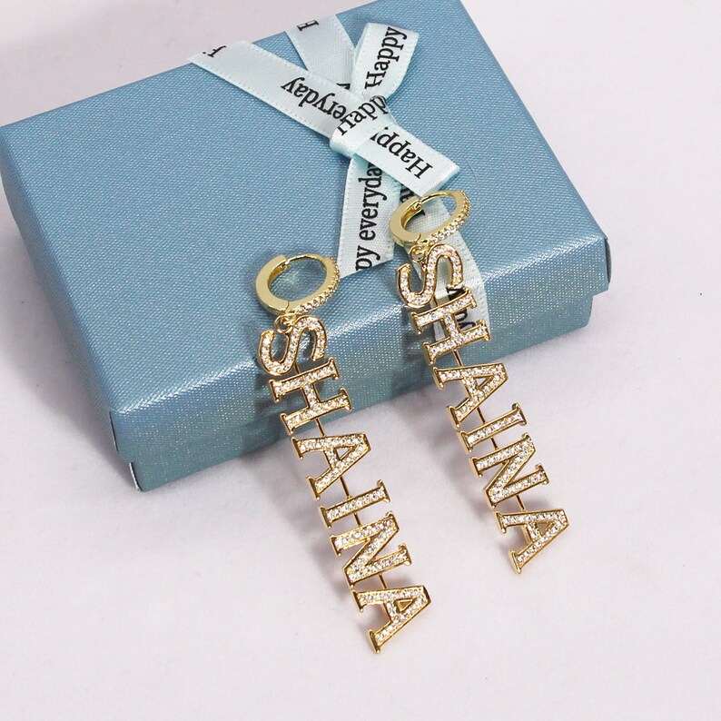 CUSTOM Word Earring Personalized Nameplate Earrings for Etsy