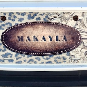 Personalized Leopard License Plate, Custom Name Vanity Plate, Western Car Decor for Women