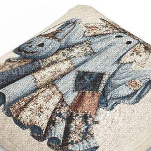 Patchwork Ghost Tapestry Pillow, Denim Halloween Decor