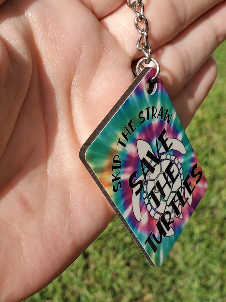 VSCO Girl Personalized Name Keychain Save the Turtles Teen Etsy