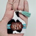Personalized Cow Ear Tag Keychain, Monogram, Cattle livestock, Cow Hide, Conchos, Western Style, Faux Branded Leather, Stocking Stuffer 