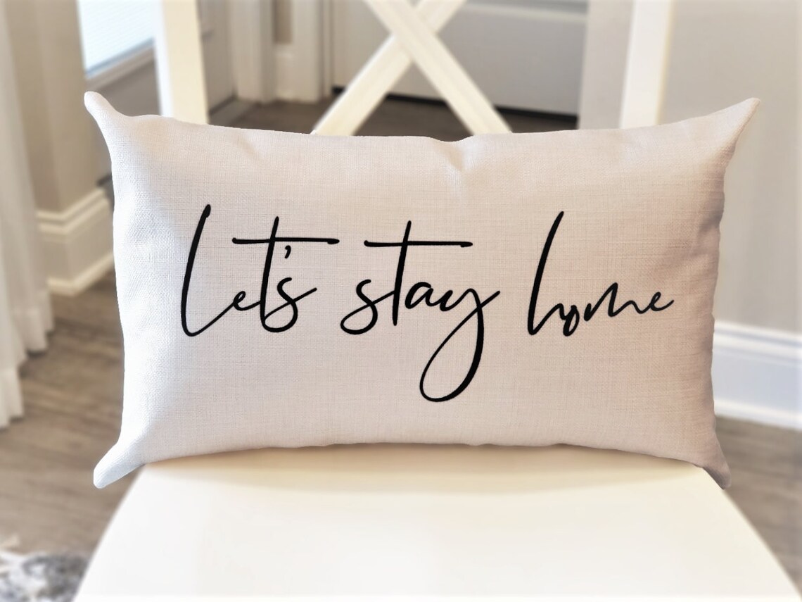 Farmhouse 12x20 Pillow Cover Let's Stay Home Pillow Etsy