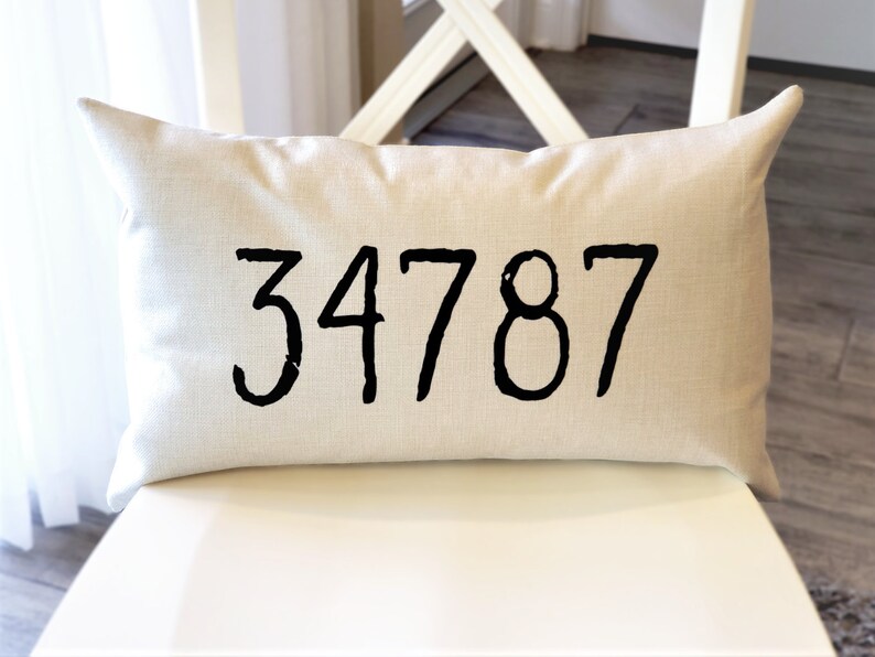 12x20 Pillow Cover Zip Code Pillow Cover Personalized Etsy