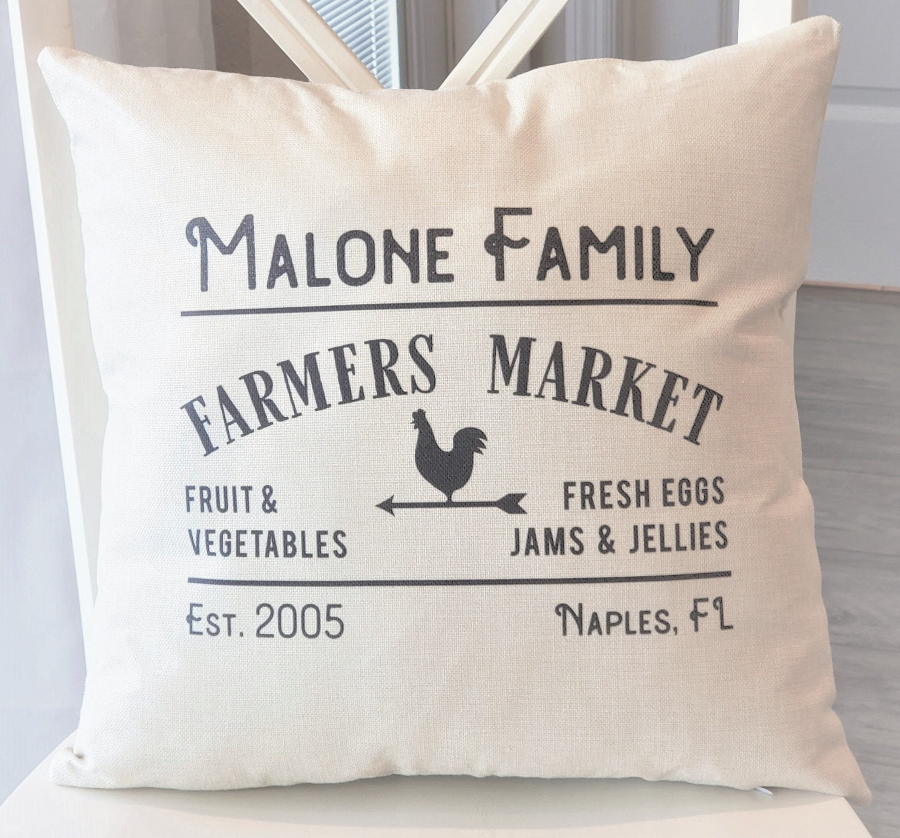 16x16 Pillow Cover Farmers Market Pillow Last Name Pillow Etsy