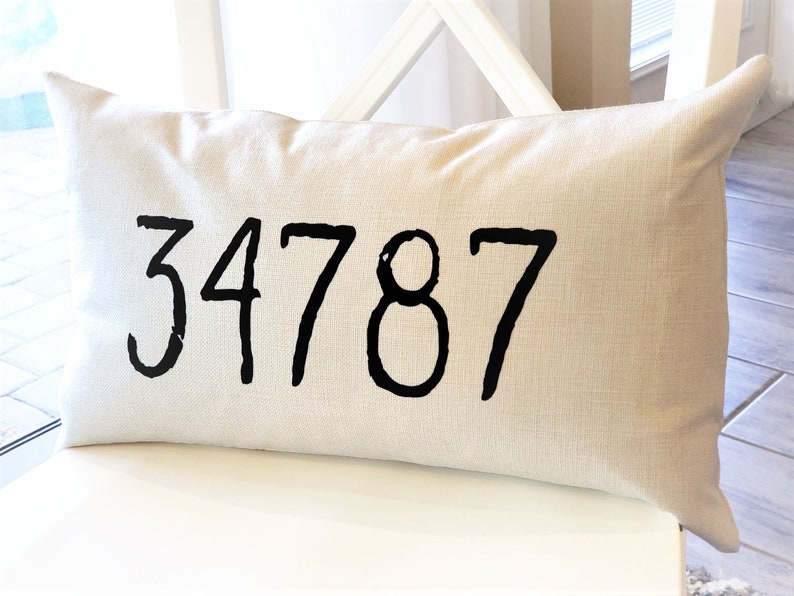 12x20 Pillow Cover Zip Code Pillow Cover Personalized Etsy