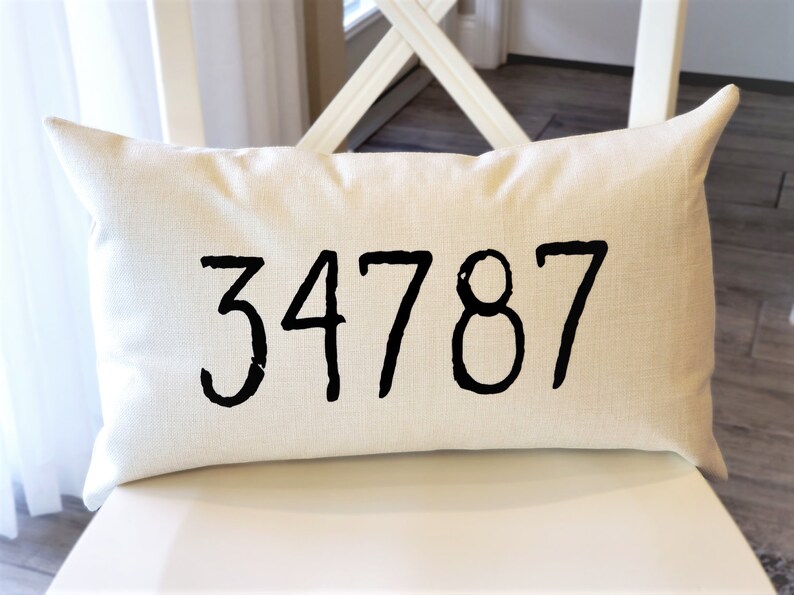 12x20 Pillow Cover Zip Code Pillow Cover Personalized Etsy