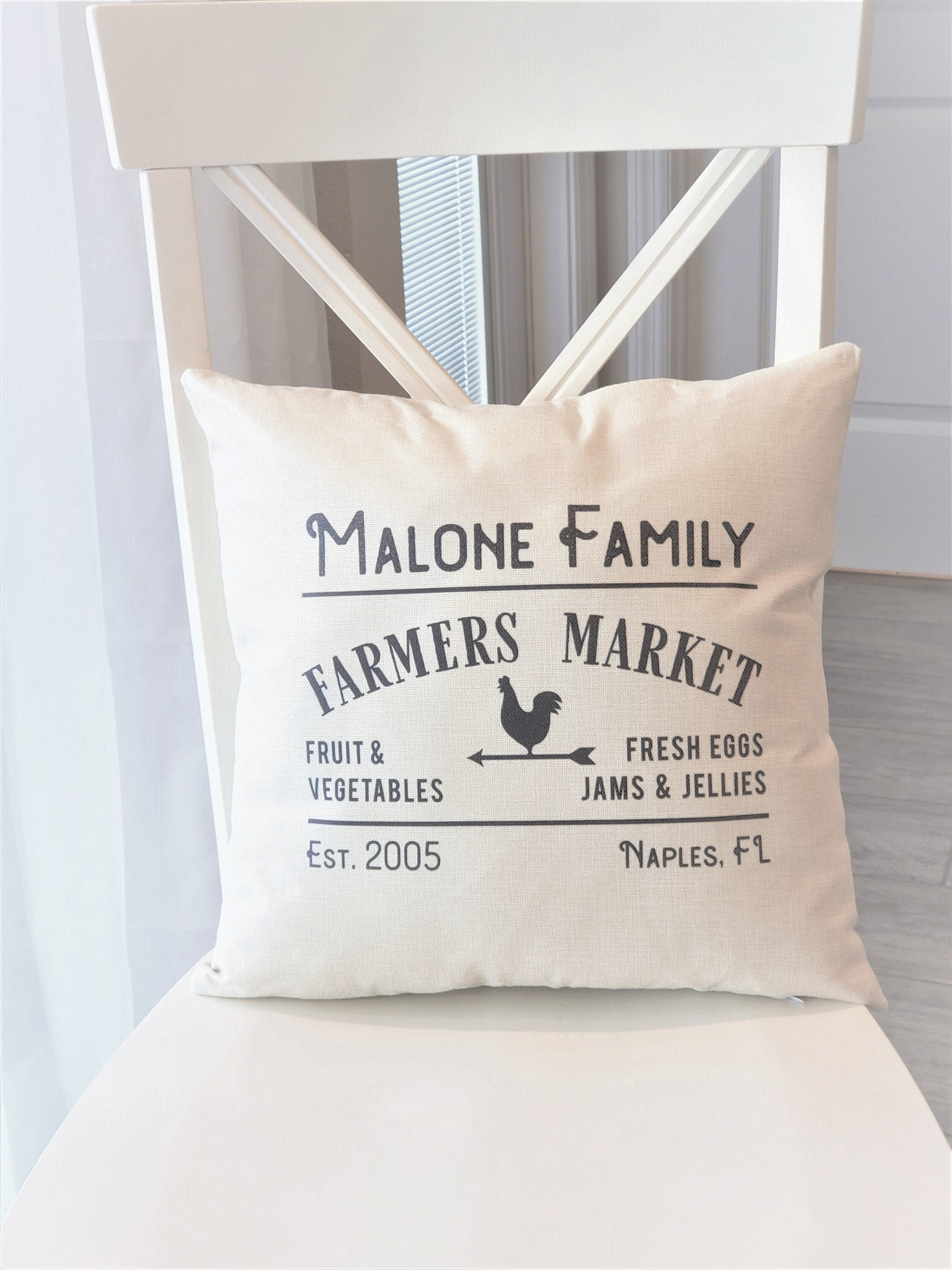 16x16 Pillow Cover Farmers Market Pillow Last Name Pillow Etsy