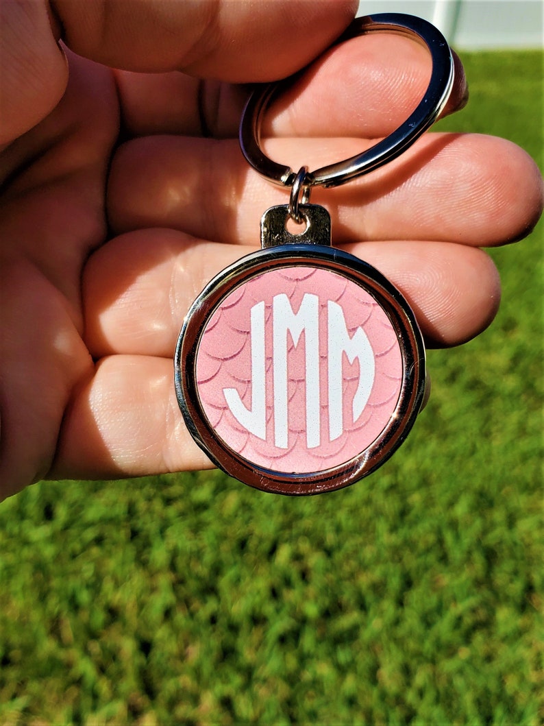Bottle Opener Keychain Personalized Circle Monogram Pink Etsy