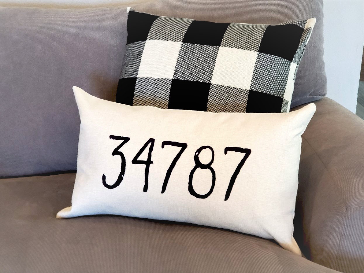 12x20 Pillow Cover Zip Code Pillow Cover Personalized Etsy
