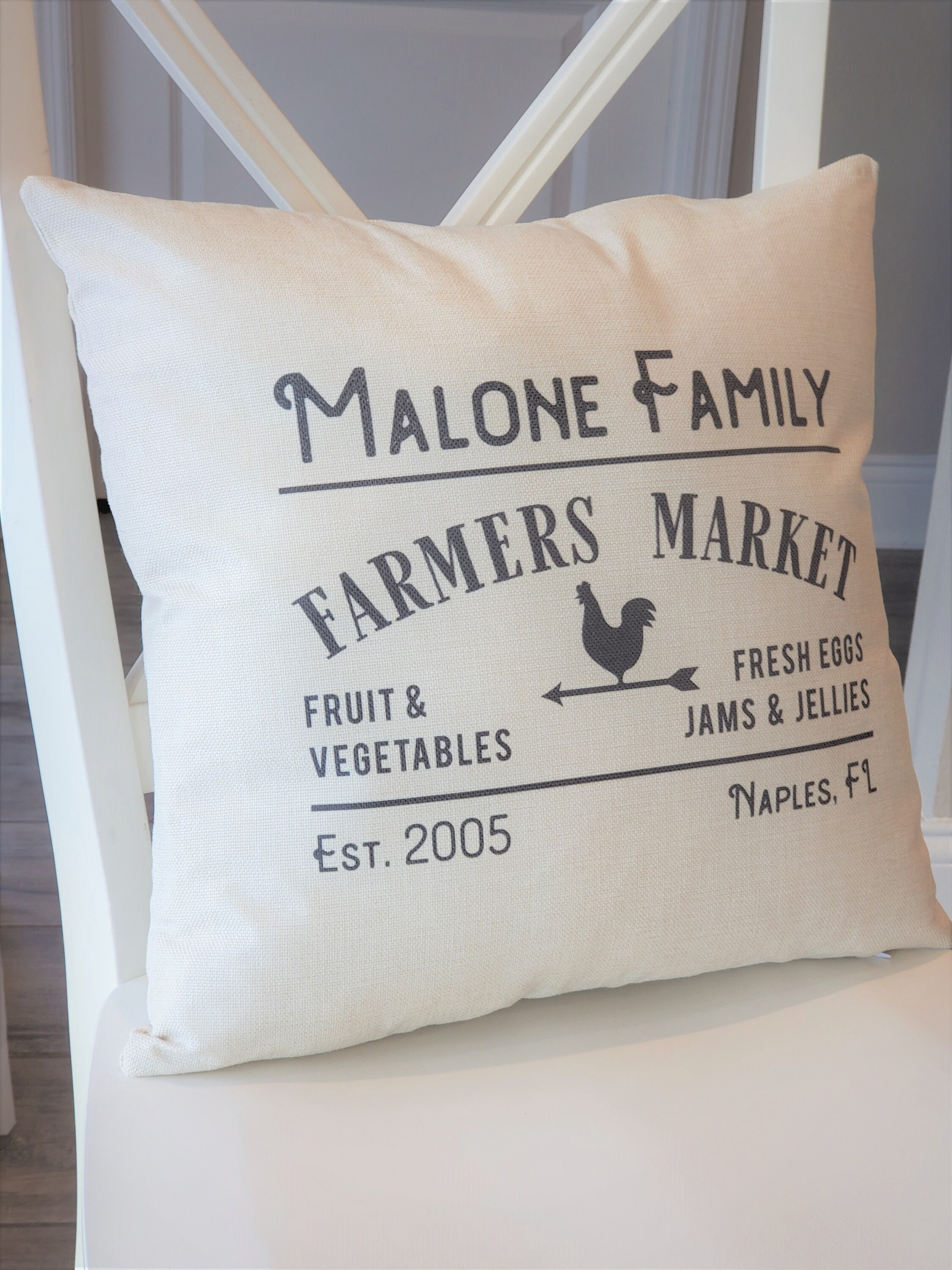 16x16 Pillow Cover Farmers Market Pillow Last Name Pillow Etsy