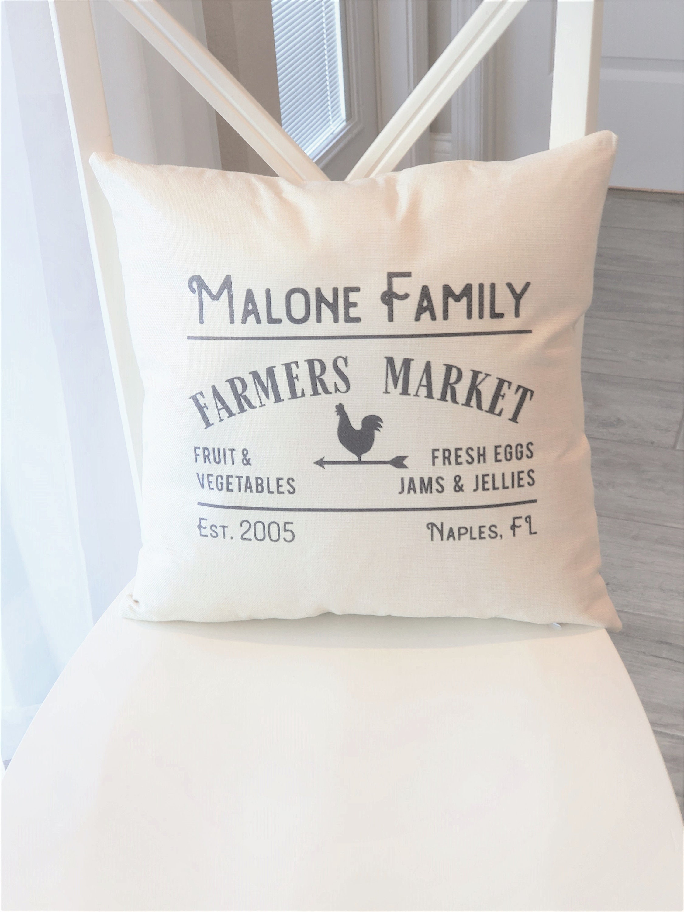 16x16 Pillow Cover Farmers Market Pillow Last Name Pillow Etsy