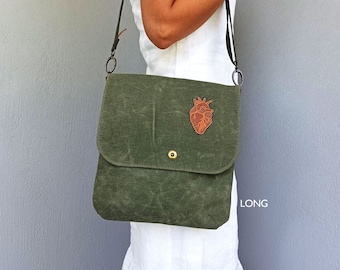 Handmade Waxed Canvas Messenger Bag: Cotton Lined Unisex Satchel