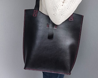 Elegante Schwarze Umhängetasche aus Leder - Lady Katerina Bag - Handgemachte Schönheit