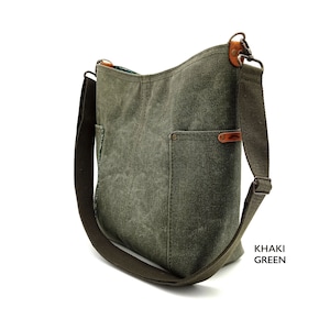 ANTİPAROS / Gewachste Leinwand mit Innentasche aus Baumwolle, Große Tagestasche, Alltagstasche, wasserdichte Tasche, einfach Tote, Fit-Tasche, Hobo-Tasche.
