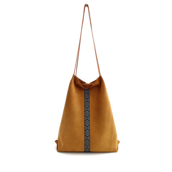 Suede Bag - Sioux Later Bag - TAN shoulder bag. Soft natural suede leather bag, Weekender bag, work bag, daily bag, crossbody bag