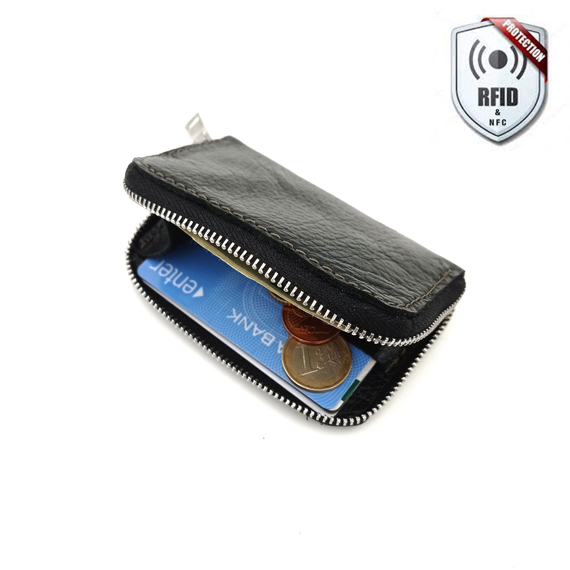 Genuine Leather Wallet Key Case Card Holder Coin Purse Keychain RFID  Blocking