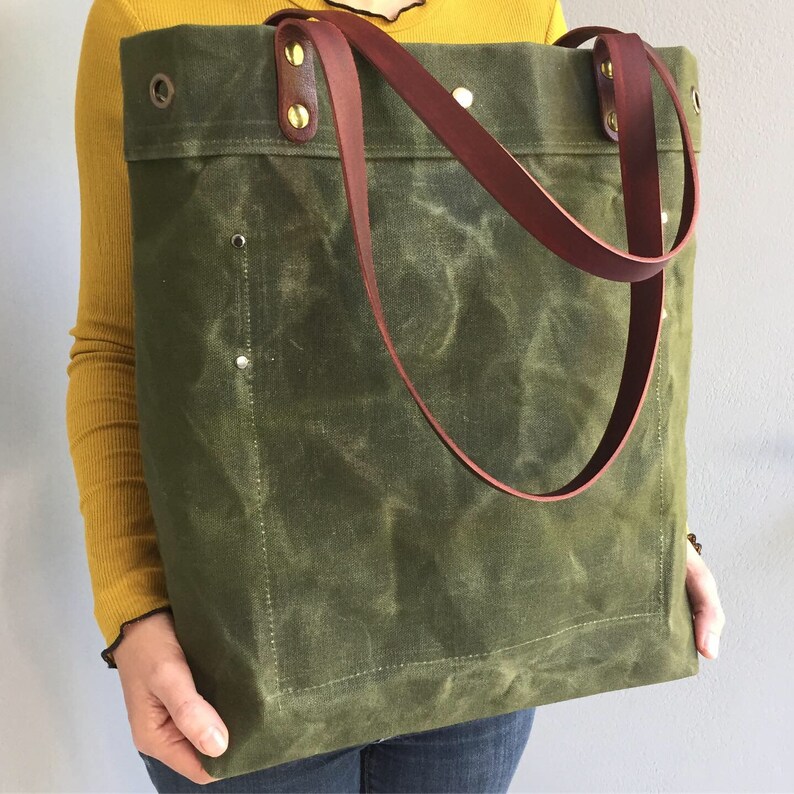 Waxed Canvas Bag Army Waxed Laptop Bag Diaper Bag Work Etsy