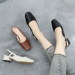 Personnalisable Genuine Cuir Flat Sandal Shoes, Chaussures à talons bas, Chaussures plates pour femmes, Chaussures à talons épais d’été, chaussures confortables