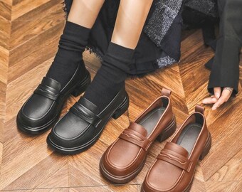 New Style! Handmade Women's Loafer Shoes, Leather Shoes,Spring & Autumn Shoes,Mary Janes shoes for Girls,Slip-ons