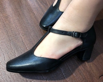 Handgemachte Frauen schwarz Leder Sandalen Schuhe mit Fersen, Frauen Ferse Sandalen bequeme schwarze Schuhe für Sommer