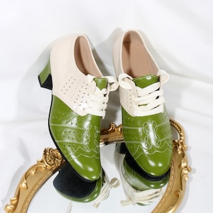 Customizable Women Close Shoes,Tie Shoes, Genuine Shoes,Dance Shoes,60s Swing Dancing Shoes,70s Shoes,Retro Shoes