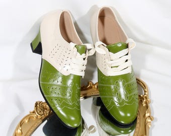 Customizable Women Close Shoes,Tie Shoes, Genuine Shoes,Dance Shoes,60s Swing Dancing Shoes,70s Shoes,Retro Shoes