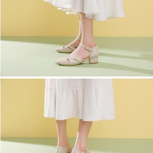 Handmade Genuine Leather Women's 4cm Heel Sandals,Thick Heel Sandals,Casual Leather Shoes,Women Summer Comfortable Shoes image 6