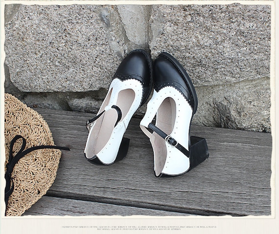 Sale!us8.5 Size Genuine Leather T-strap Mary Jane Shoes