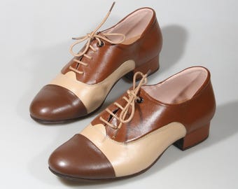 Personalisierbare Swing Tanzschuhe für Männer & Frauen, echte Schuhe, niedriger Absatz, Krawattenschuhe, Tanzschuhe, 60er Jahre Schuhe, 70er Jahre Schuhe, Retro Schuhe